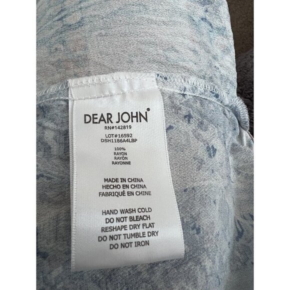 DEAR JOHN DENIM NY LA Petal Sleeve Lilac Breeze Patchwork Short Sleeve Top - Picture 8 of 9